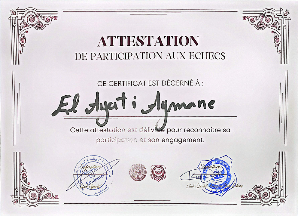 Attestation Échecs