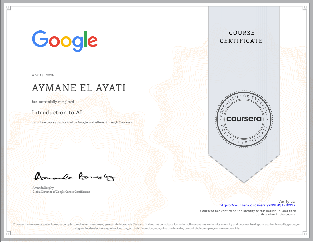 Google Introduction to AI Certificate
