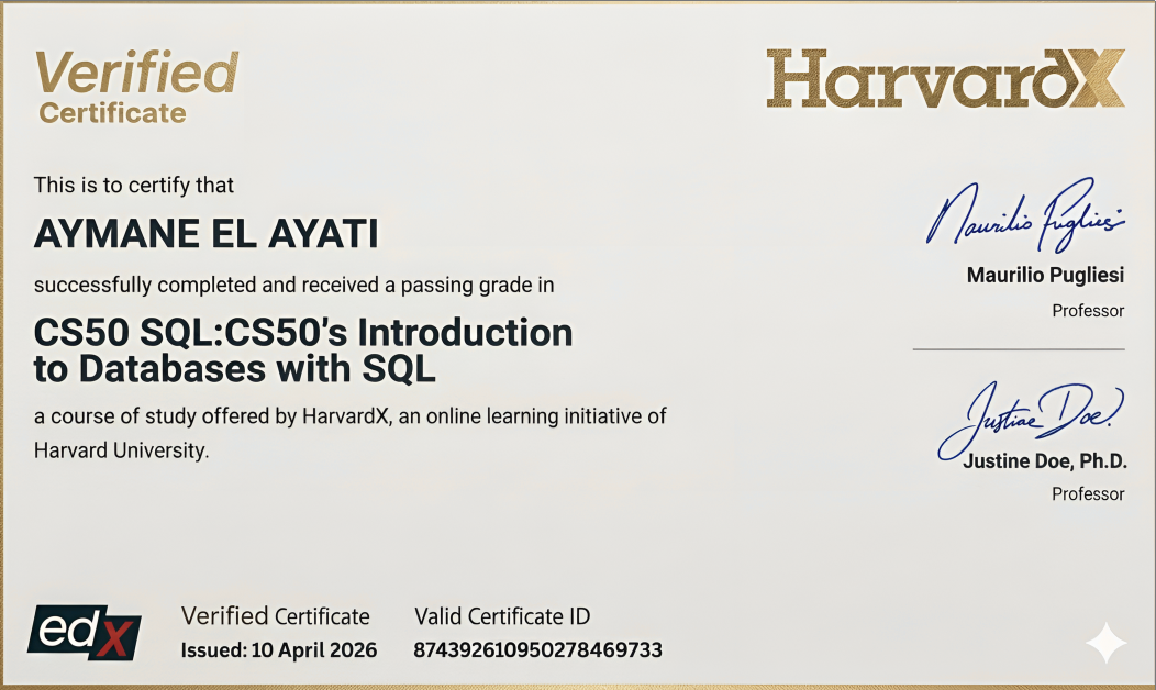 HarvardX Certificate